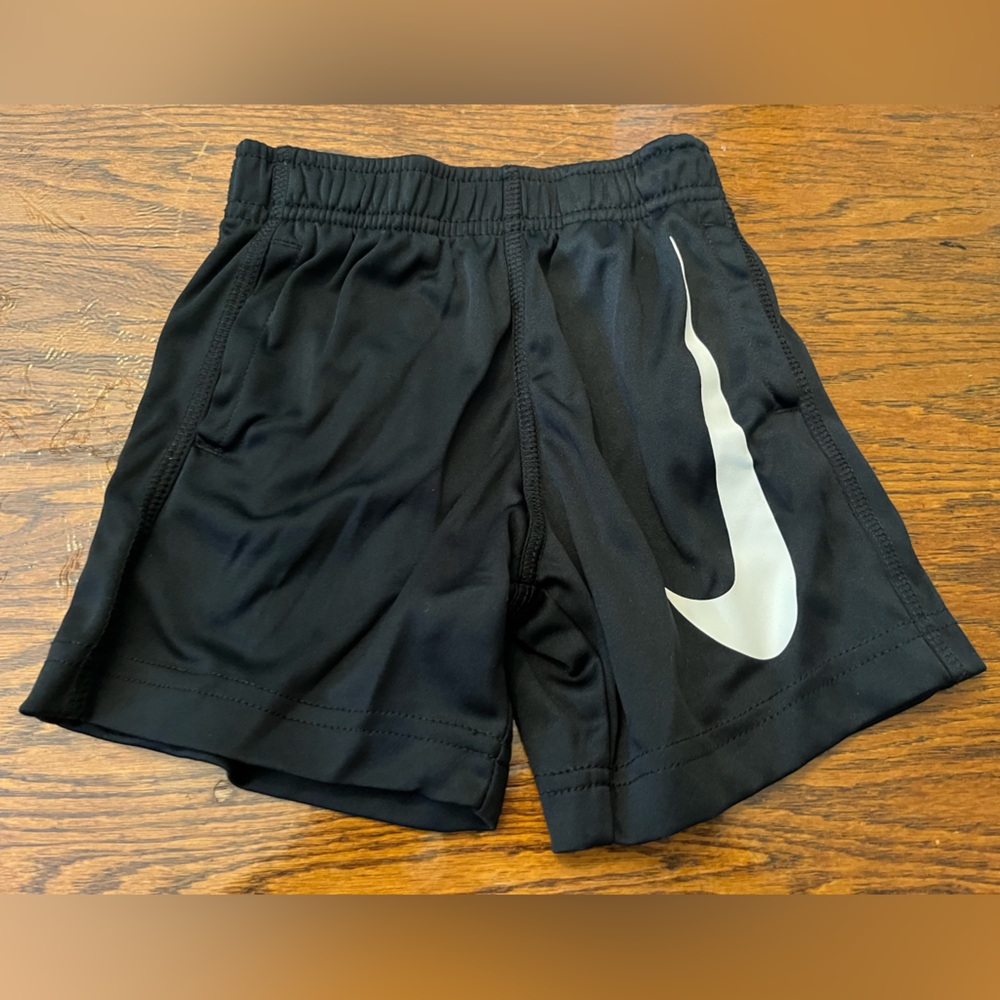 Nike Kids Black Shorts with White Swoosh